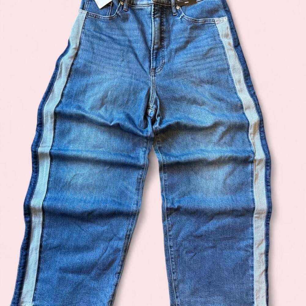 Express Baggy Low Rise Jeans with Contrast Side Stripes